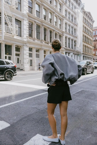 Кожаные балетки с отстрочкой- Заказать в России