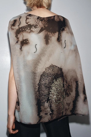 Multicoloured | 1377/915/330 - Zara Топ с принтом и бусинами