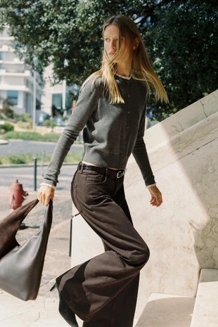 Кардиган с комбинированной кружевной отделкой- Заказать в России