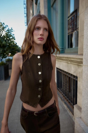 Джинсовый жилет Z1975- Заказать в России