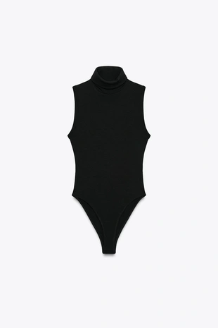 Black | 5644/931/800 - Zara Базовое боди с высоким воротником