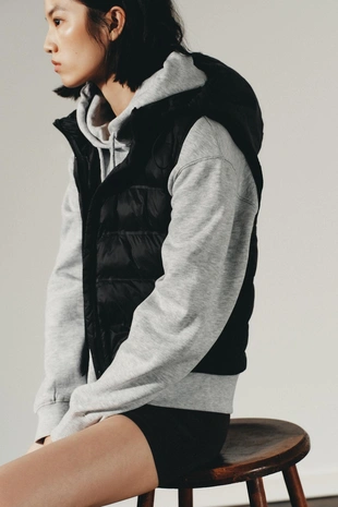 Купить Zara Стеганый жилет с комбинированной отделкой