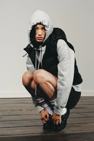 Black | 4749/811/800 - Zara Стеганый жилет с комбинированной отделкой