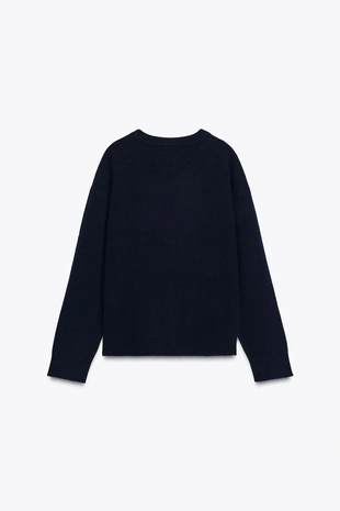 Свитер из 100% шерсти с V-образным вырезом- Заказать в России