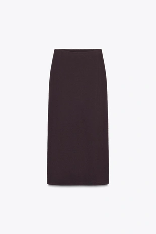 Трикотажная юбка-миди с разрезом- Заказать в России