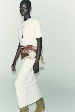 Трикотажная юбка-миди с разрезом- Заказать в России