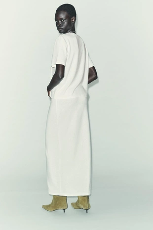 Трикотажная юбка-миди с разрезом- Заказать в России