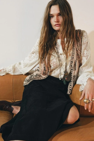 Юбка-трапеция из замши — ZW COLLECTION LIMITED EDITION- Заказать в России