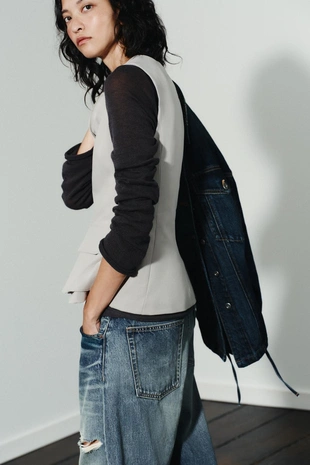 Эластичный хлопковый топ с карманами- Заказать в России