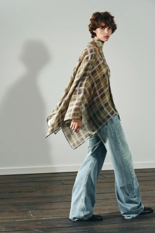 Накидка в клетку с платком- Заказать в России