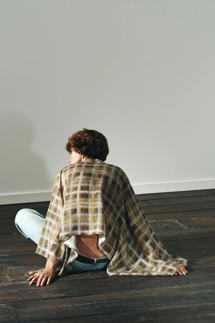 Накидка в клетку с платком- Заказать в России