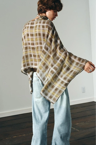 Накидка в клетку с платком- Заказать в России