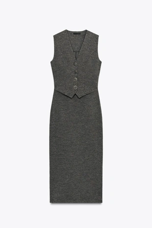 Платье миди с пуговицами- Заказать в России