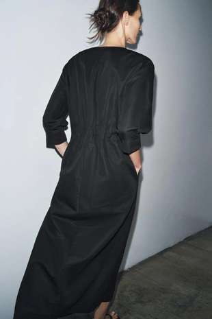 Купить Zara Платье миди со складками — ZW COLLECTION