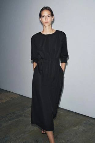 Black | 4333/241/800 - Zara Платье миди со складками — ZW COLLECTION