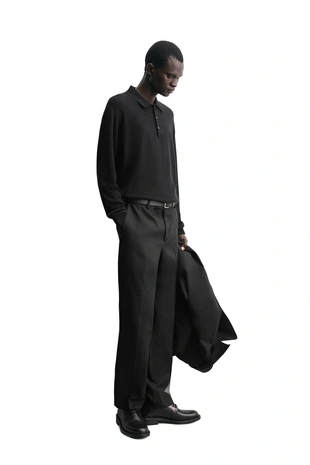 Купить Zara Трикотажное поло из хлопка и шерсти