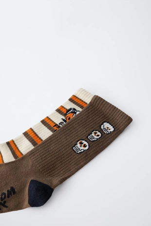 Набор из двух пар носков в полоску с изображением тыквы- Заказать в России