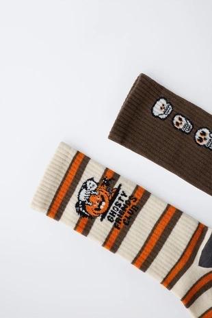 Набор из двух пар носков в полоску с изображением тыквы- Заказать в России