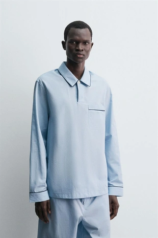 Купить Zara Жаккардовая пижамная рубашка-поло