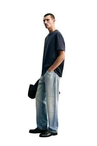 Футболка свободного кроя с отделкой в рубчик- Заказать в России