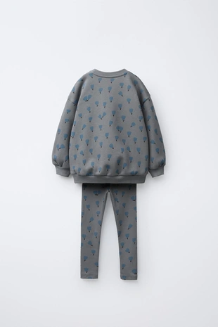 Купить Zara Комплект: толстовка и легинсы в рубчик с принтом