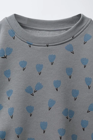 Blue grey | 6061/711/819 - Zara Комплект: толстовка и легинсы в рубчик с принтом