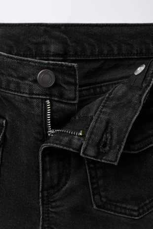 Джинсы-клеш с карманами- Заказать в России