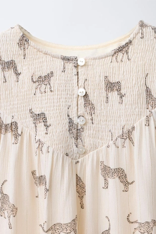 Ecru | 6565/589/712 - Zara Рубашка с леопардовым принтом