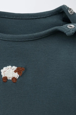 Petrol blue | 4174/737/409 - Zara Комплект из боди и леггинсов с вышивкой