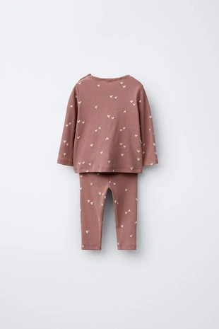 Купить Zara Набор футболки и леггинсов в рубчик с принтом сердец