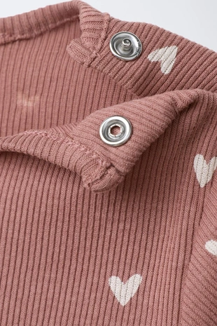 Pink | 4174/724/926 - Zara Набор футболки и леггинсов в рубчик с принтом сердец