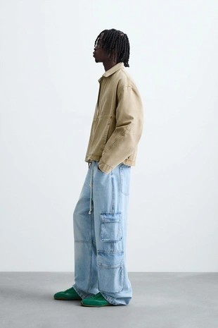 Куртка с эффектом потертости свободного кроя- Заказать в России