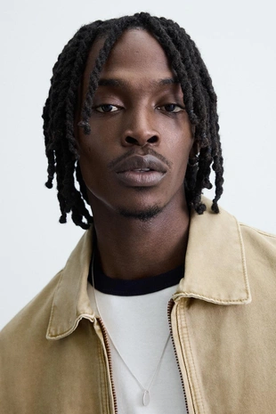 Куртка с эффектом потертости свободного кроя- Заказать в России