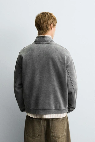 Толстовка с эффектом потертости и воротником на молнии- Заказать в России