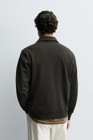 Brown / Taupe | 4092/380/737 - Zara Толстовка-поло INTERLOCK на молнии