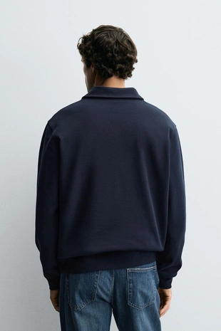 Navy blue | 4092/380/401 - Zara Толстовка-поло INTERLOCK на молнии