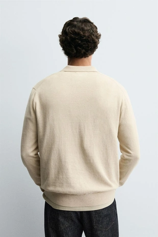 Beige | 3920/573/710 - Zara Поло трикотажное фактурное