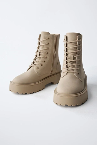 Beige | 2112/630/102 - Zara Ботинки со шнуровкой