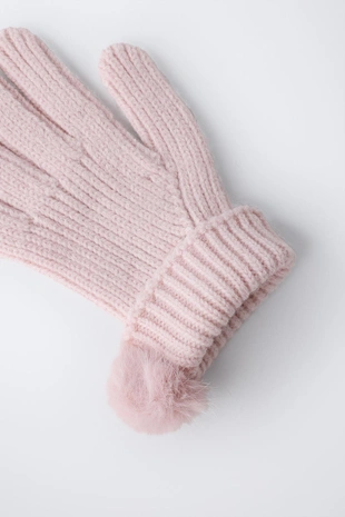 Трикотажные перчатки с помпоном- Заказать в России