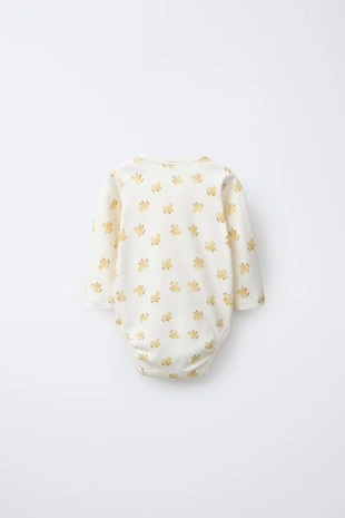 Dark khaki | 8501/367/507 - Zara Набор из трех боди с воротником кимоно «птички»