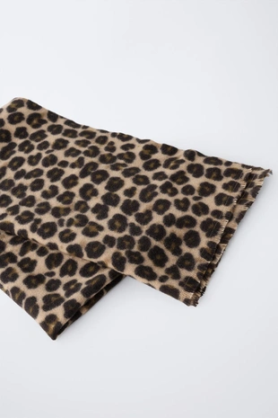 Купить Zara Шарф из мягкой ткани с анималистическим принтом