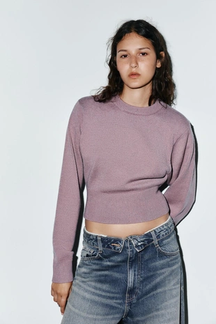 Укороченный однотонный джемпер- Заказать в России