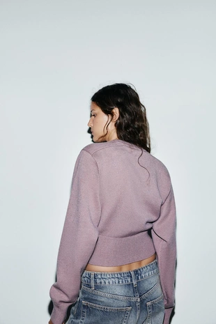 Укороченный однотонный джемпер- Заказать в России