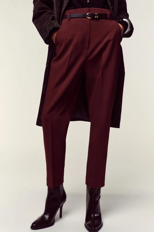 Брюки с высокой посадкой и ремнем- Заказать в России