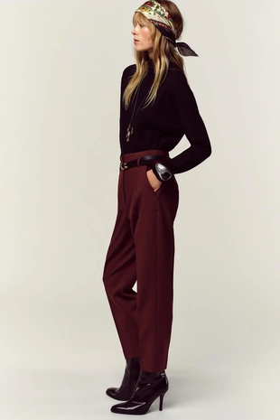 Брюки с высокой посадкой и ремнем- Заказать в России