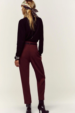Брюки с высокой посадкой и ремнем- Заказать в России