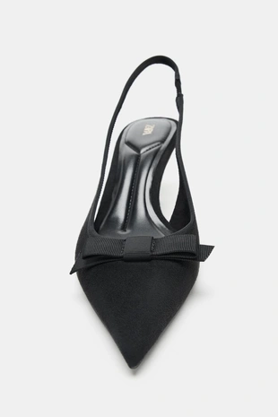 Туфли-мюли из ткани с бантом- Заказать в России