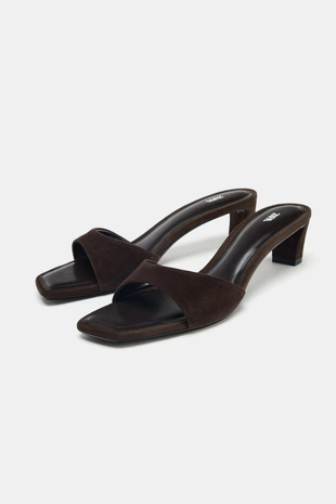 Купить Zara Замшевые босоножки на каблуке