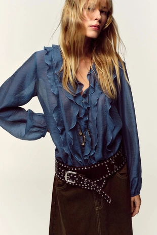 Блуза с воланами- Заказать в России