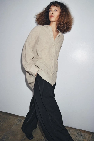 Рубашка OVERSIZE с текстурой — ZW COLLECTION- Заказать в России